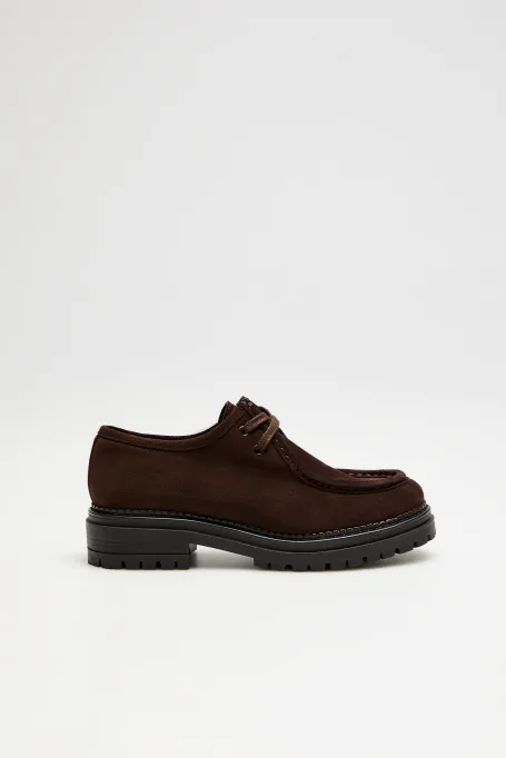 Pantofi oxford din piele întoarsă