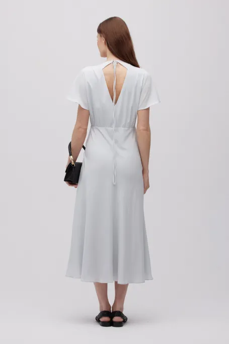 Rochie midi din mătase gri