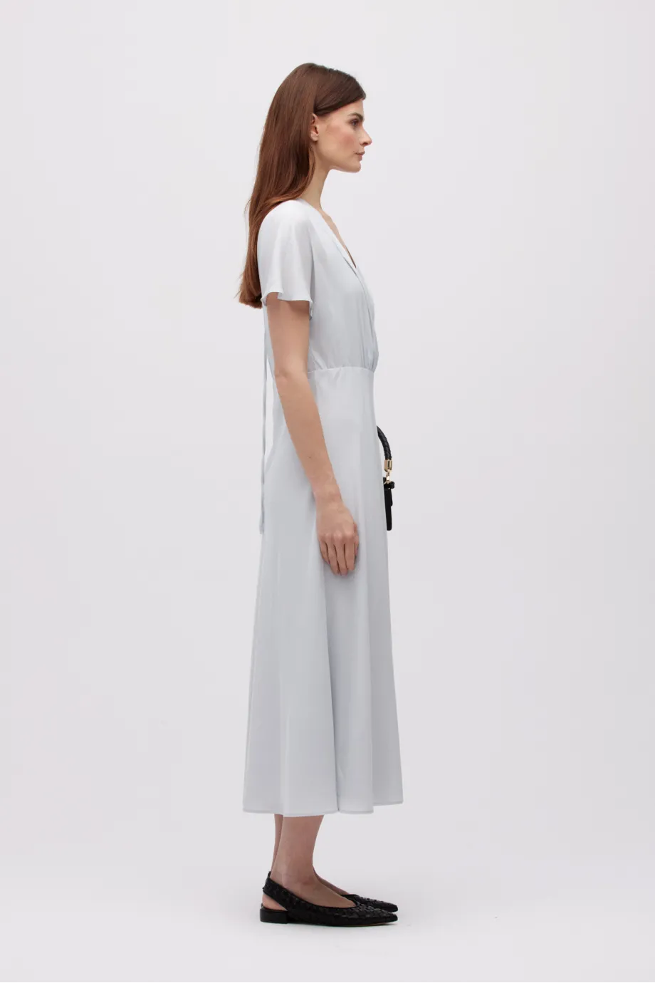 Rochie midi din mătase gri Rochie midi din mătase gri