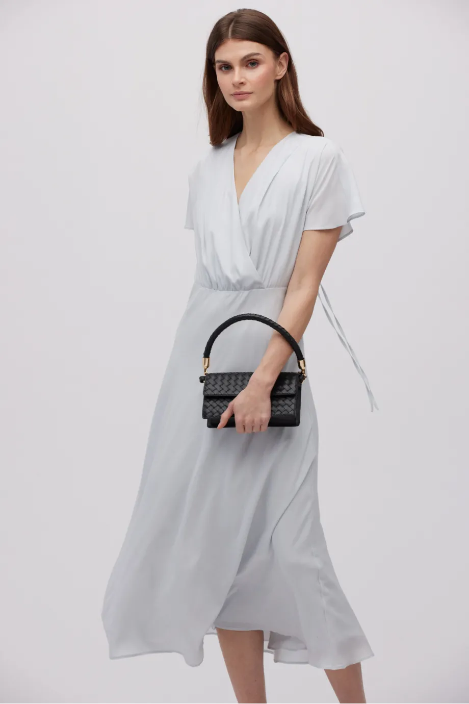 Rochie midi din mătase gri Rochie midi din mătase gri