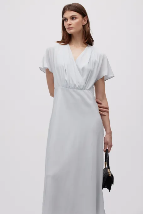 Rochie midi din mătase gri