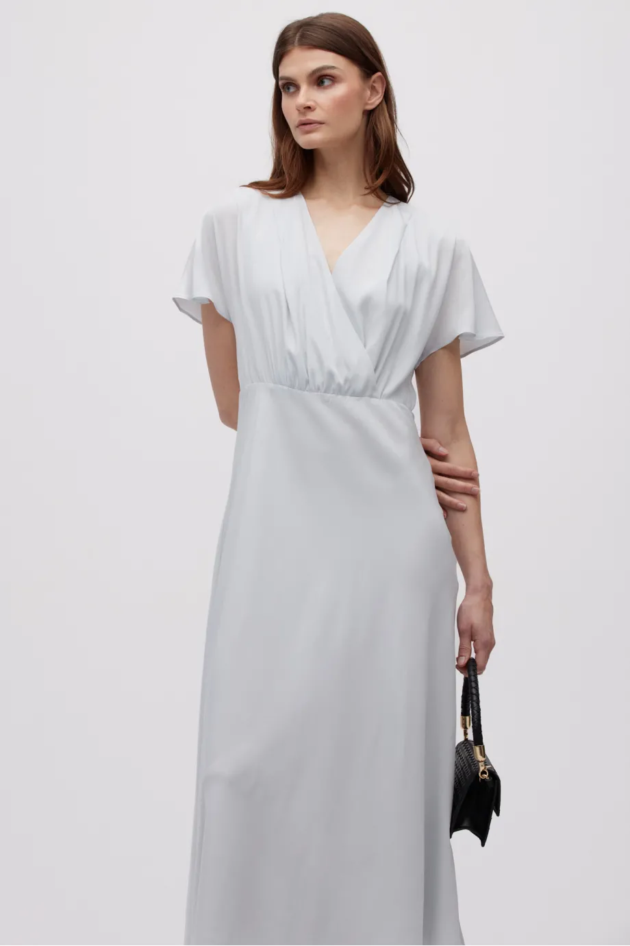 Rochie midi din mătase gri Rochie midi din mătase gri