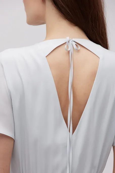 Rochie midi din mătase gri