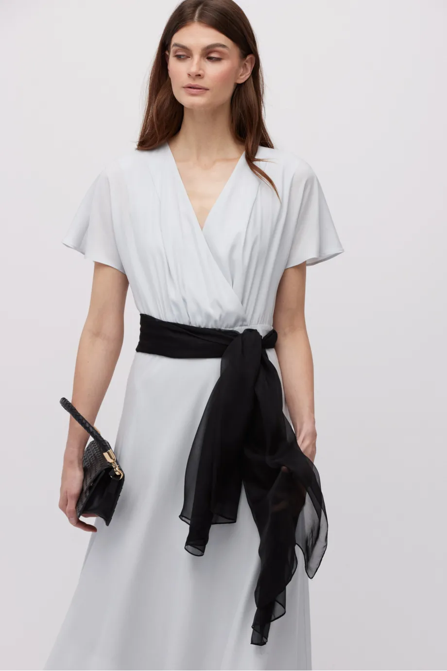 Rochie midi din mătase gri Rochie midi din mătase gri