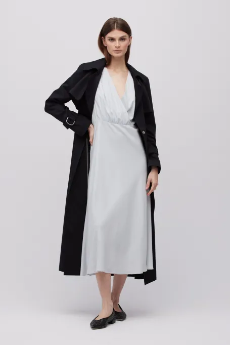 Rochie midi din mătase gri