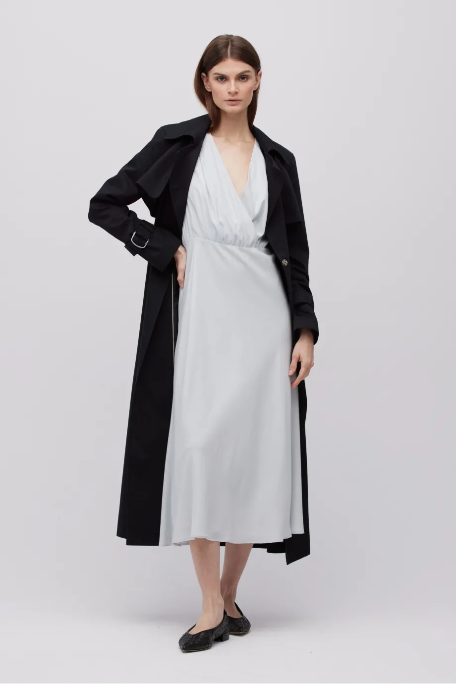 Rochie midi din mătase gri Rochie midi din mătase gri