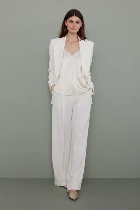 Pantaloni largi eleganti albi