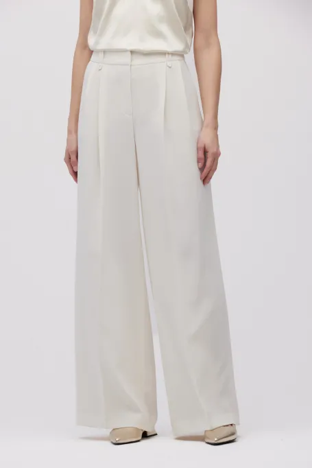 Pantaloni largi eleganti albi Pantaloni largi eleganti albi
