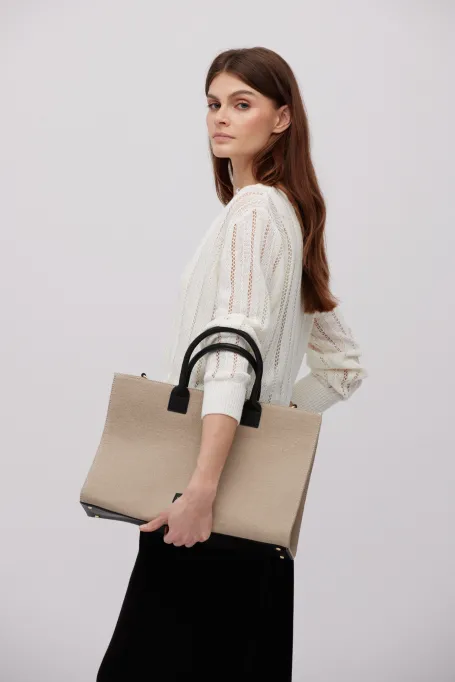 Geantă de iută taupe