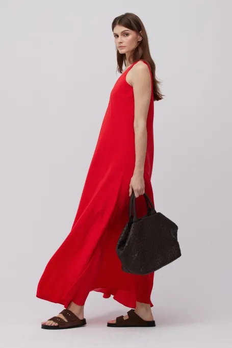 Rochie maxi roșie din mătase Rochie maxi roșie din mătase