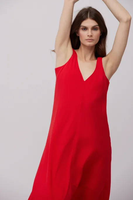 Rochie maxi roșie din mătase Rochie maxi roșie din mătase
