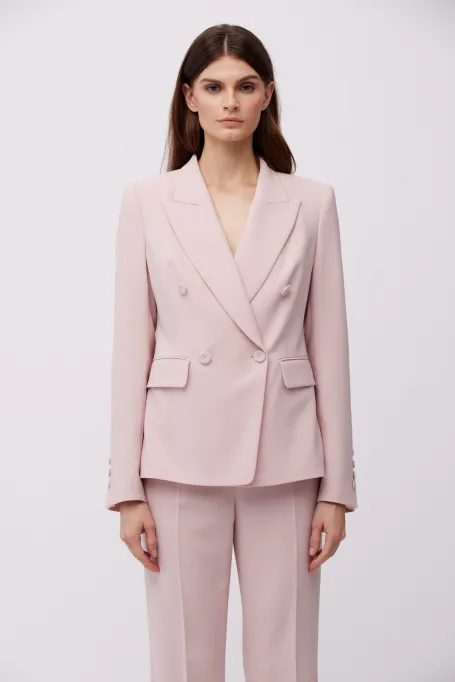 Jachetă de costum la două piept în roz pudrat