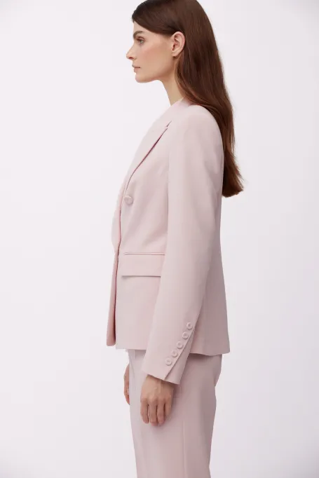 Jachetă de costum la două piept în roz pudrat