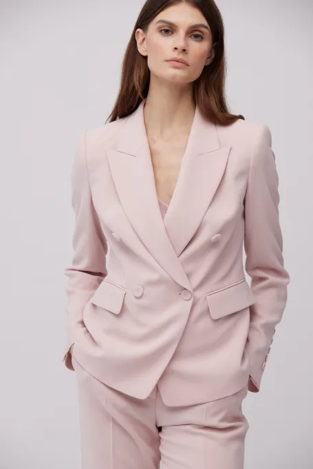 Jachetă de costum la două piept în roz pudrat