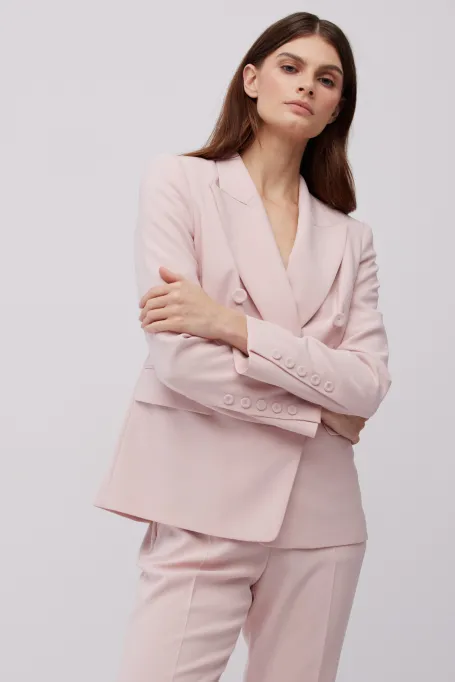 Jachetă de costum la două piept în roz pudrat