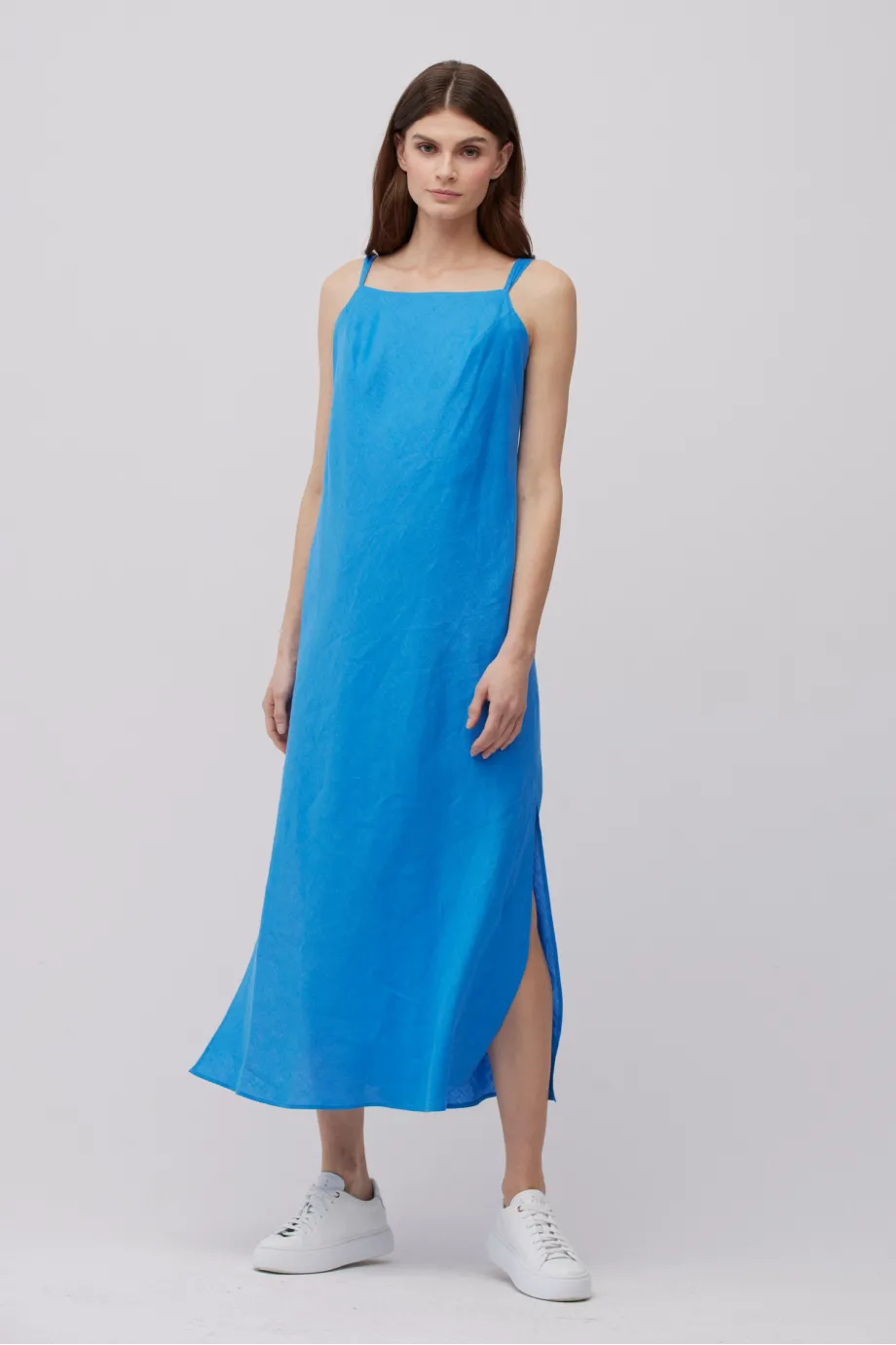 Rochie albastra din in Rochie albastra din in