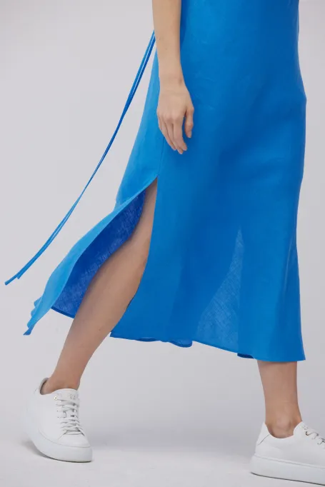 Rochie albastra din in Rochie albastra din in