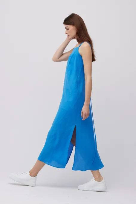 Rochie albastra din in Rochie albastra din in