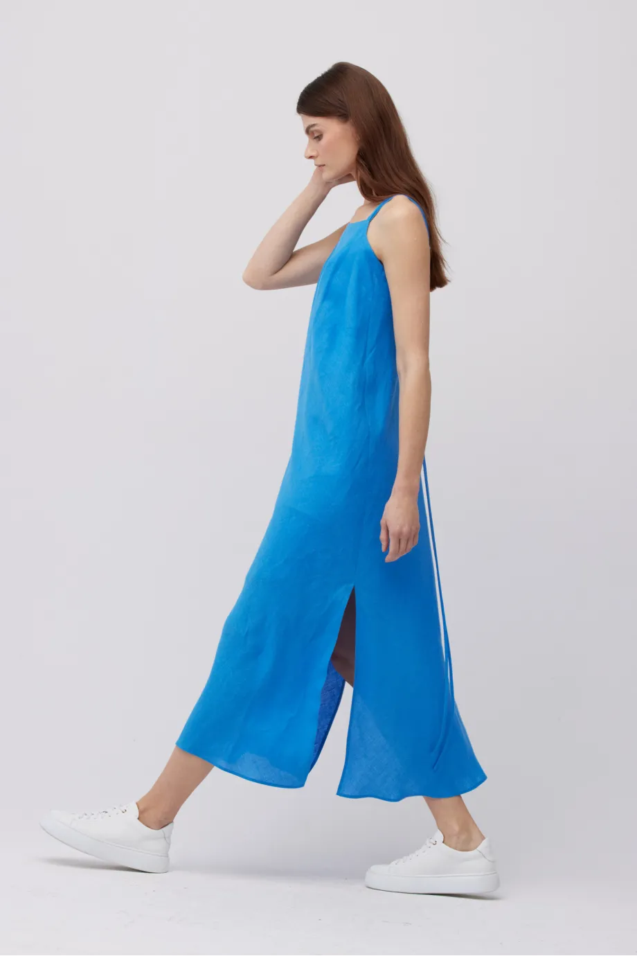 Rochie albastra din in Rochie albastra din in