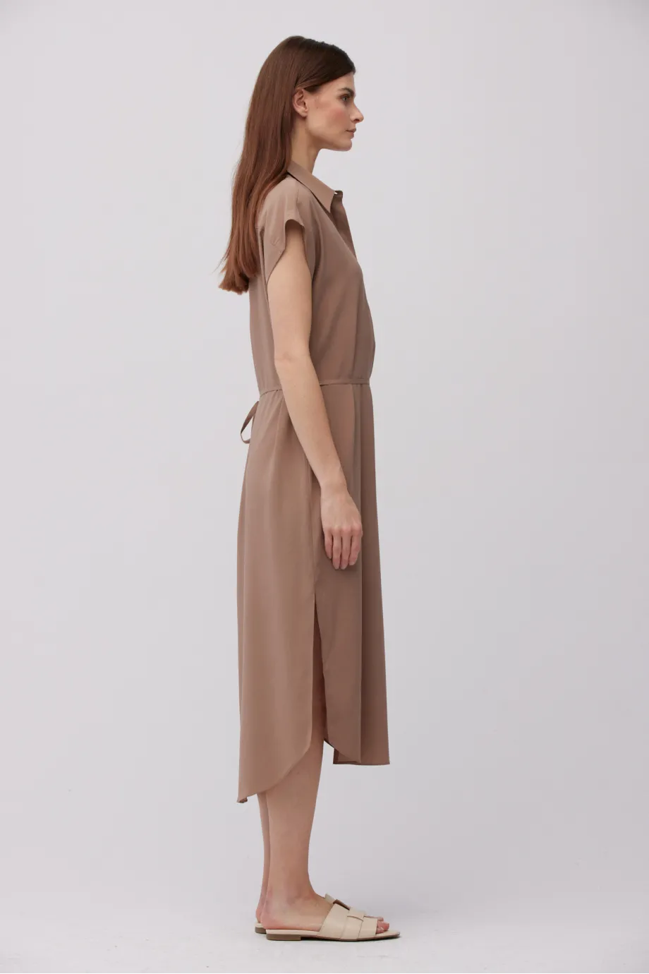 Rochie cămașă midi din mătase, maro Rochie cămașă midi din mătase, maro