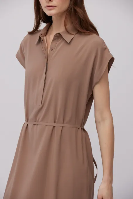 Rochie cămașă midi din mătase, maro Rochie cămașă midi din mătase, maro