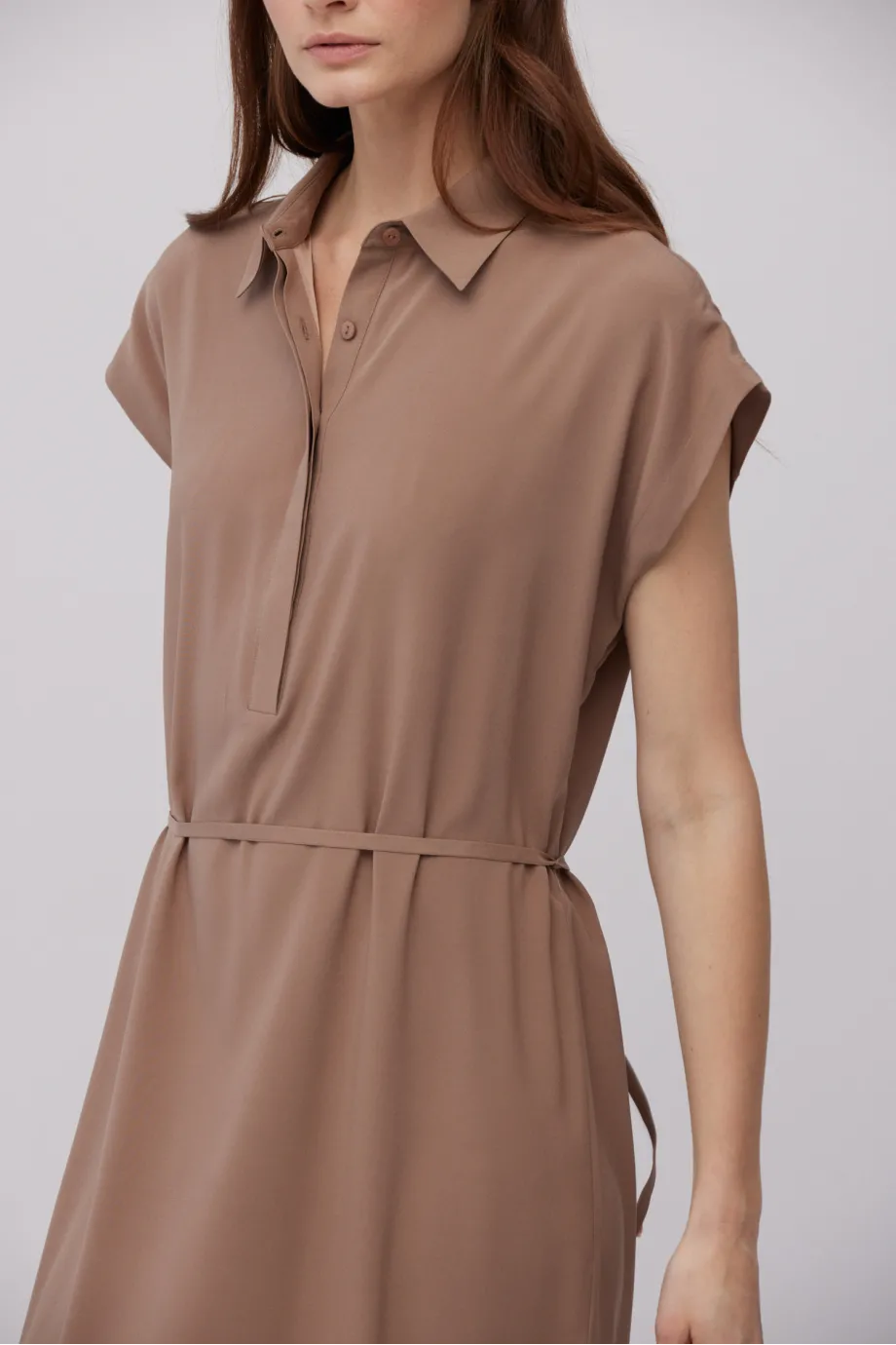 Rochie cămașă midi din mătase, maro Rochie cămașă midi din mătase, maro