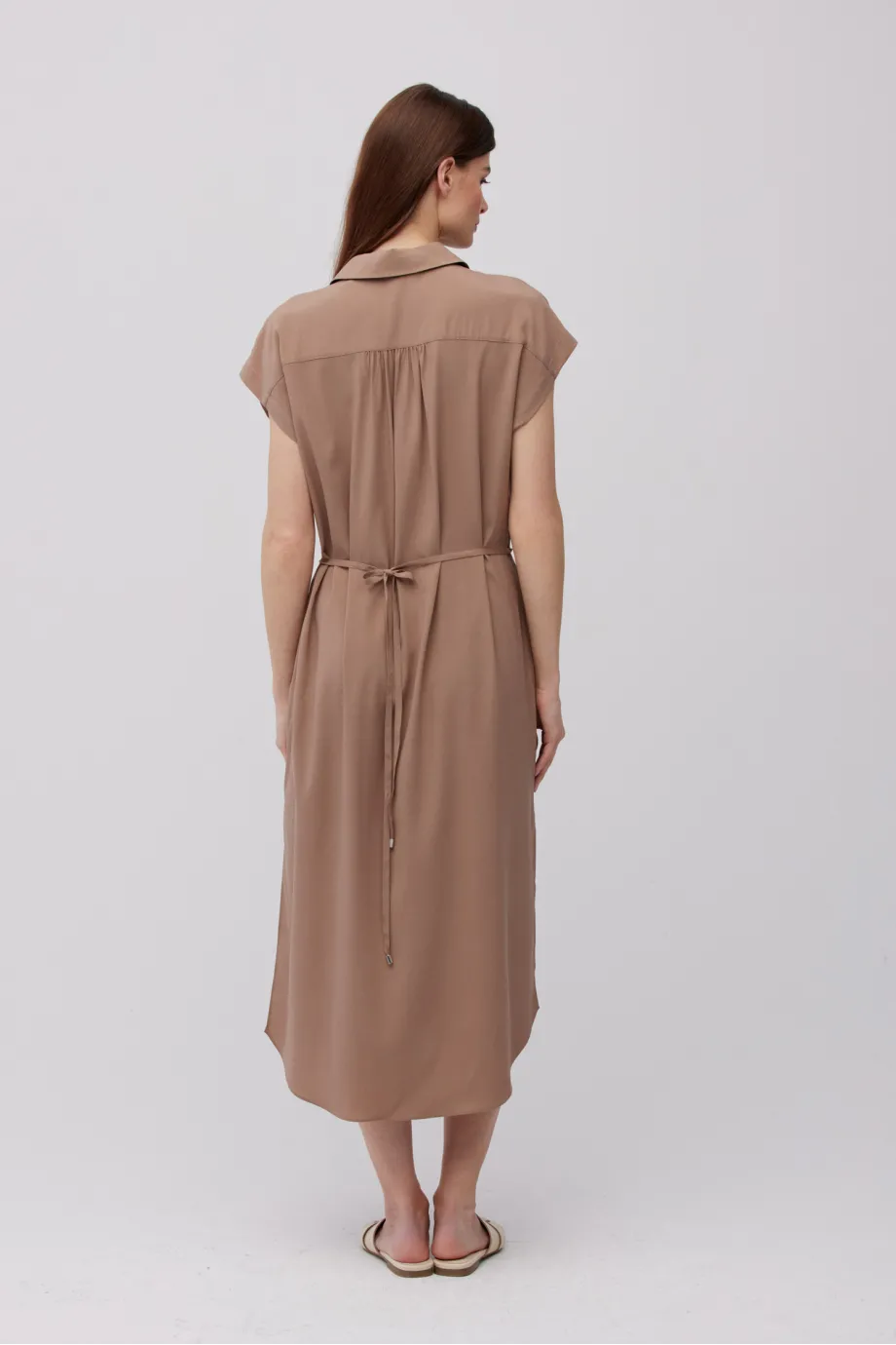 Rochie cămașă midi din mătase, maro Rochie cămașă midi din mătase, maro