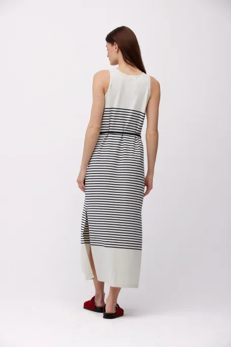Rochie midi din mătase și bumbac în dungi Rochie midi din mătase și bumbac în dungi