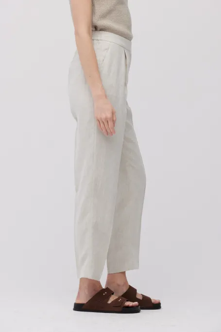 Pantaloni de costum bej din in Pantaloni de costum bej din in