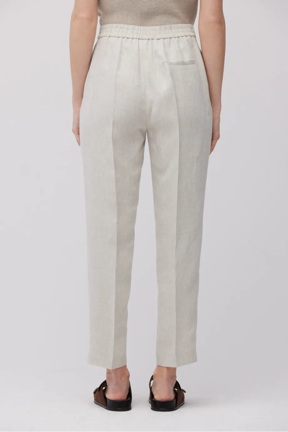 Pantaloni de costum bej din in Pantaloni de costum bej din in