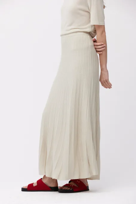 Fusta lungă plisată taup