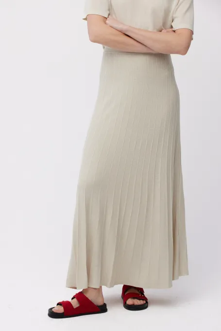 Fusta lungă plisată taup