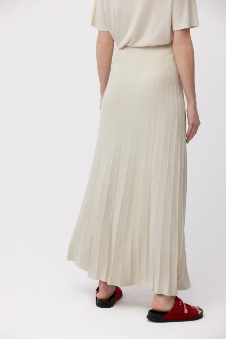 Fusta lungă plisată taup