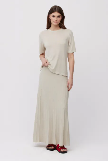 Fusta lungă plisată taup