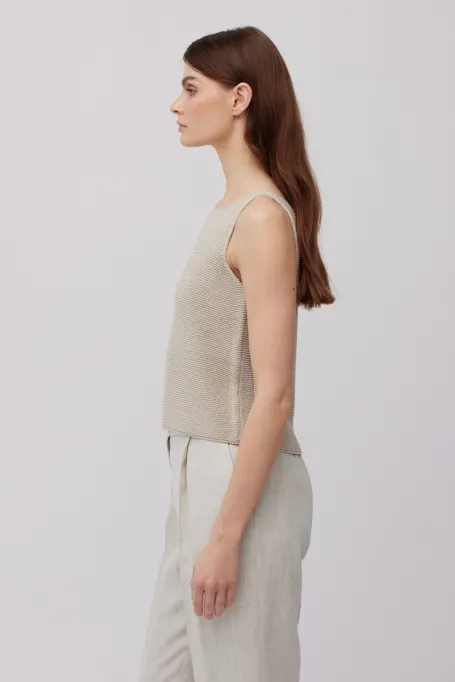 Bluză tricotată taupe cu in