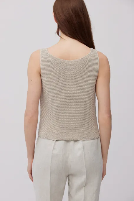 Bluză tricotată taupe cu in Bluză tricotată taupe cu in