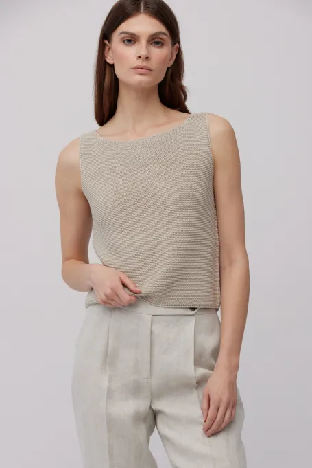Bluză tricotată taupe cu in
