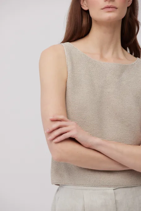 Bluză tricotată taupe cu in