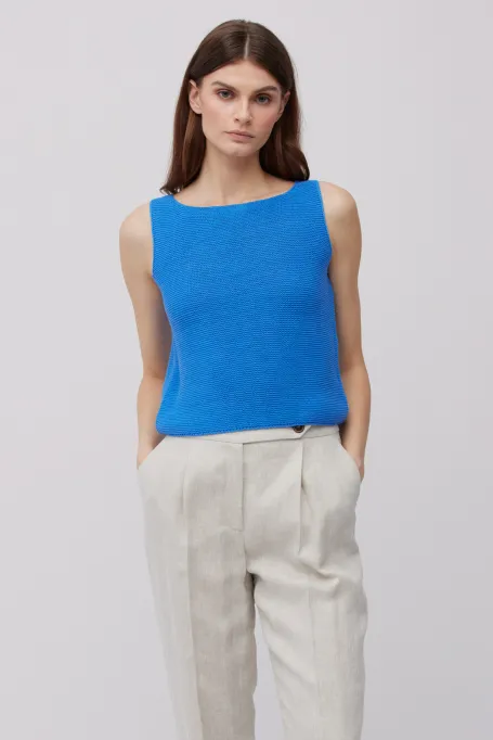 Bluză albastră din in