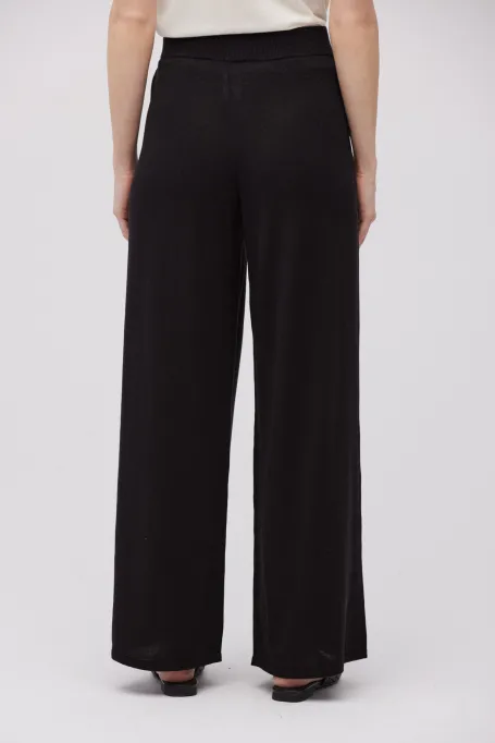 Pantaloni negri largi cu mătase