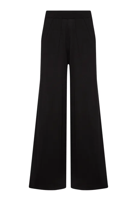 Pantaloni negri largi cu mătase Pantaloni negri largi cu mătase