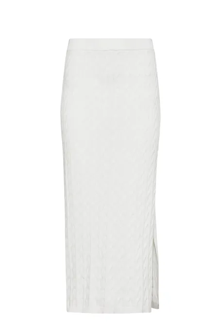 Fusta albă din tricot cablu