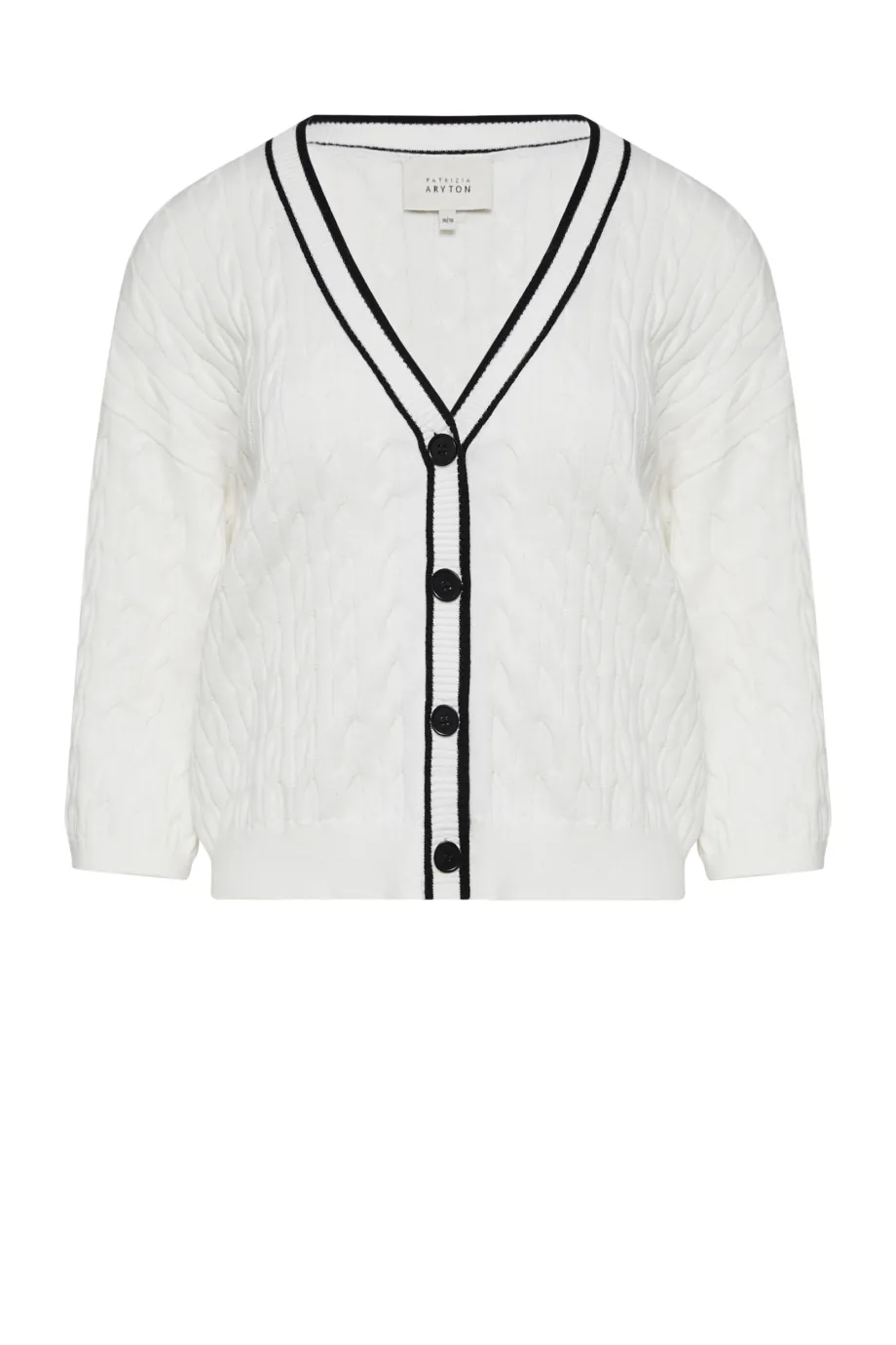 Cardigan alb din tricot cablu Cardigan alb din tricot cablu