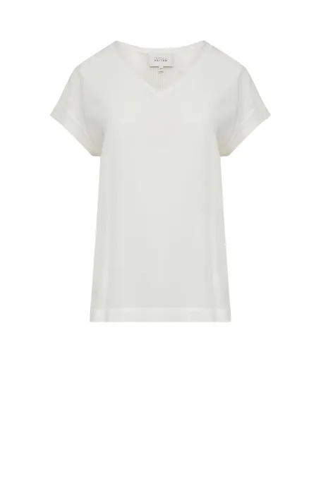 Bluza alba din matase tricotata Bluza alba din matase tricotata