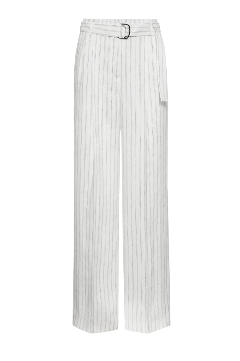 Pantaloni largi din in cu dungă verticală Pantaloni largi din in cu dungă verticală