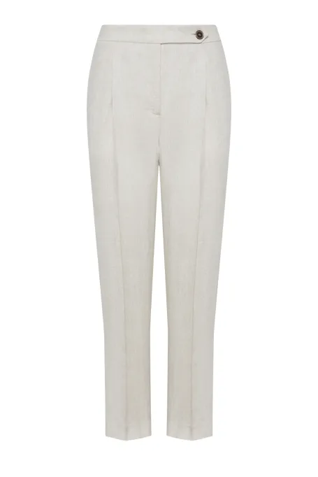 Pantaloni de costum bej din in Pantaloni de costum bej din in