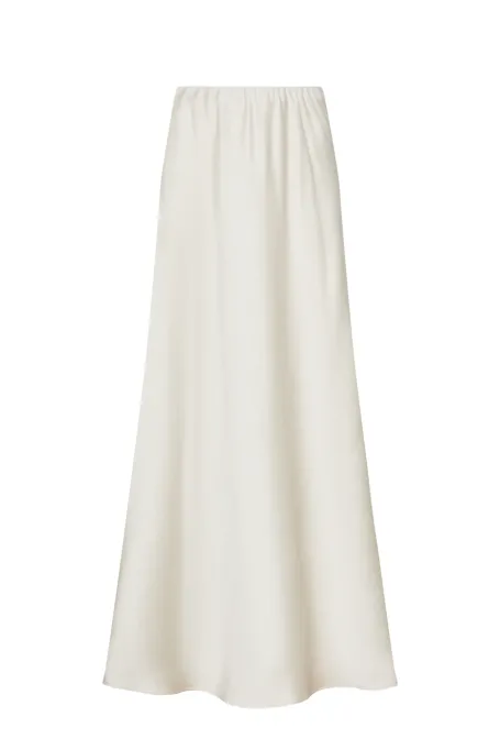 Fusta lunga bej cu fante