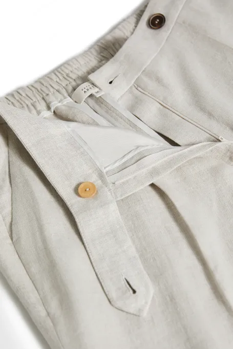 Pantaloni de costum bej din in