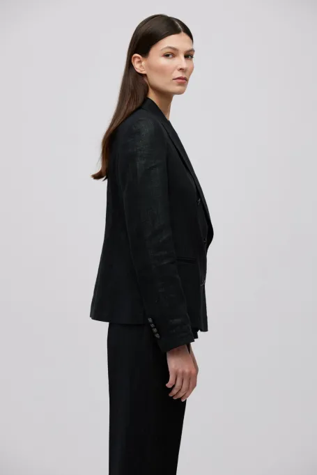 Jachetă neagră lejeră din in