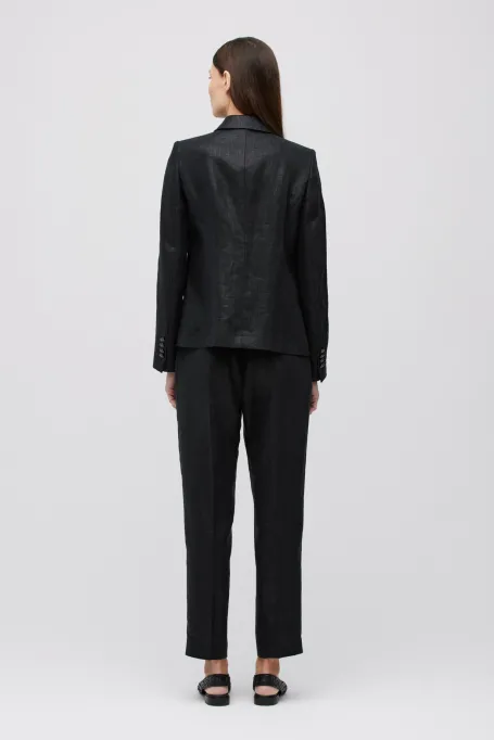 Jachetă neagră lejeră din in